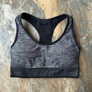 ALL IN MOTION Seamless Medium Support Racerback Sports Bra Black Gray Size XL